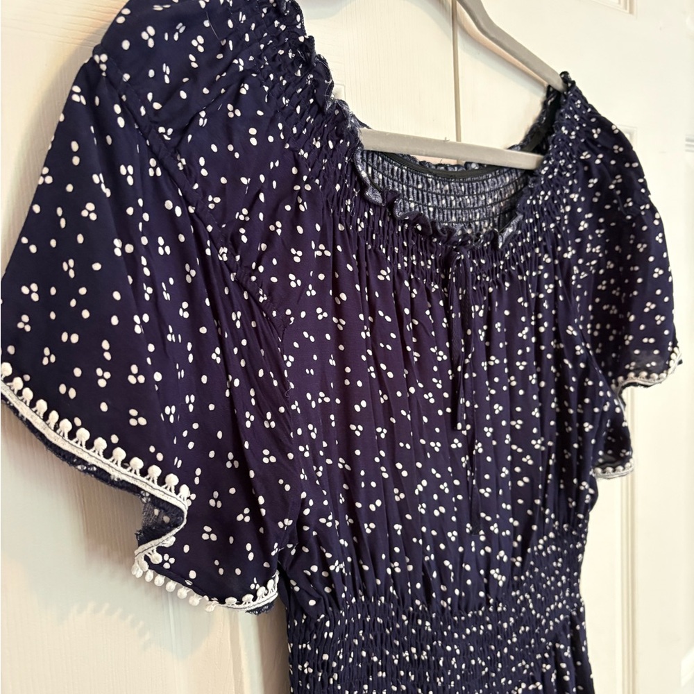 Navy Polka Dot Dress - FREE SHIPPING
